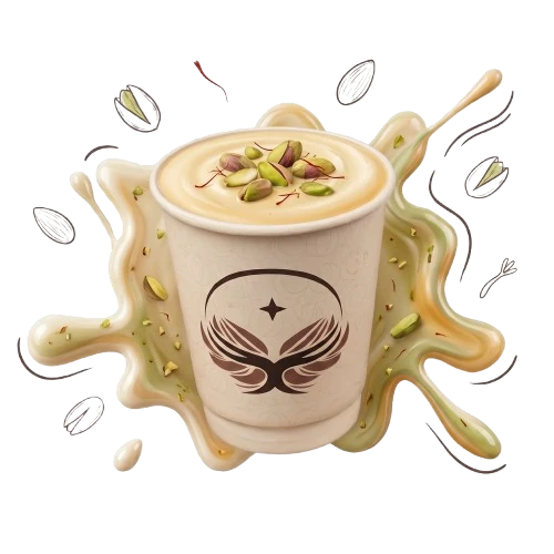 Kesar Pista shake with royal saffron and chopped pistachios